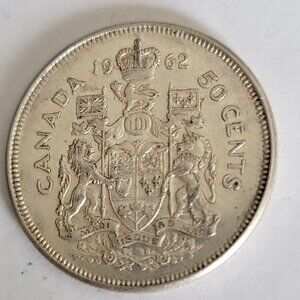 Vintage 1962 Canadian 50 Cent Silver Coin